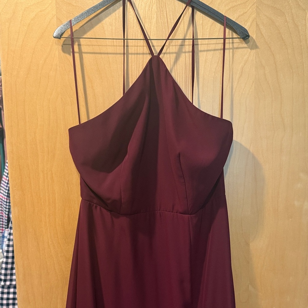 Elegant Burgundy halter Strap Dress